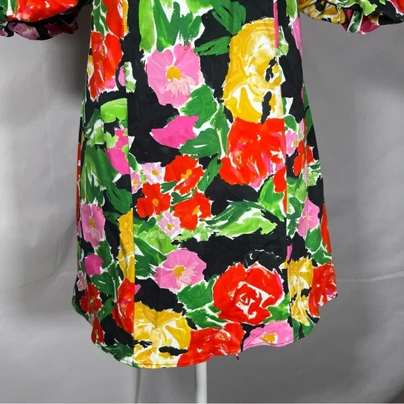 Top Shop‎ Off The Shoulder Bold Floral Ruffle Bardot Mini Dress 4 Feminine Fairy - Picture 4 of 9